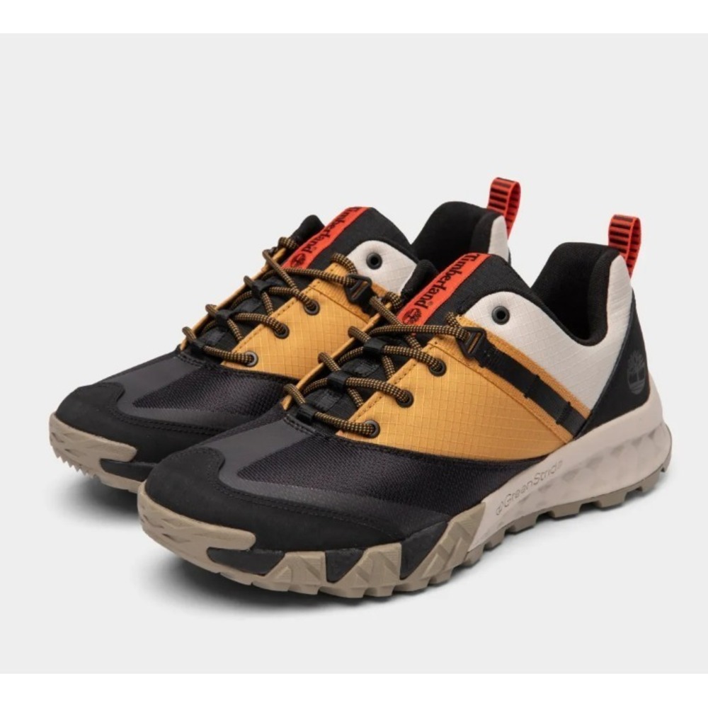 Timberland® (Men's‎ 9 M) Trailquest™ Low Hiking Shoes in Black Mesh With Wheat
